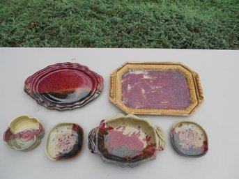 Studio Pottery Lot  6 Pieces By Cindy Angliss, Artist-signed.