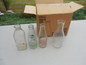 Milk Bottles  9 In Total. 6 Labeled Eaton New Hampshire