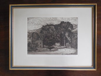 Luigi Lucioni Signed Original Etching. Titled: Route 7 Dated 1946