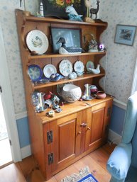 Antique Pine Hutch  Circa 19th Century With Wide Pine Boards.  Dimensions: 71 Tall