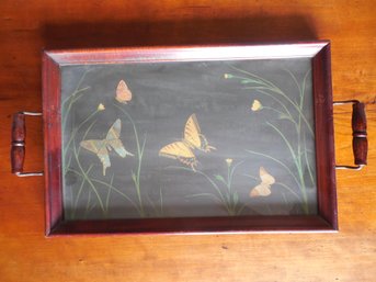 Antique Lithograph Of Butterflies On Tray. Dimensions: 11 X 17