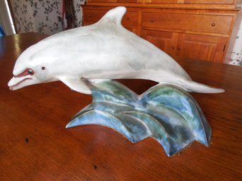 Andersen Design Pottery Of A Dolphin. Made In Maine. Dimensions: 10  Wide.