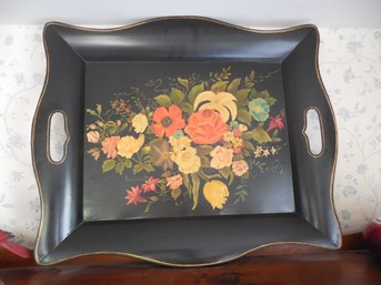 Artist-Signed Toleware Tray. Signed Arline M. Pray. Dated 1969. Dimensions: 22 X 27