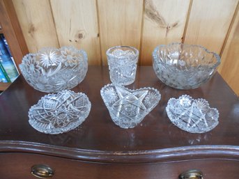 Assorted Lot Of Cut Crystal Plates And Bowls