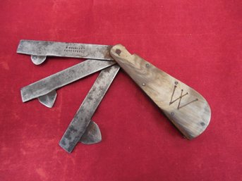 Antique Fleam  Bloodletting Tool, Marked On The Blade G. Gregory Casteel. Handle Monogrammed.