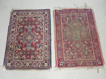 Antique Pair Of Oriental Mats/Scatter Rugs. 24 X 36 Are The Dimensions For Each Rug.