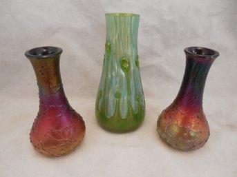 3pc Lot  Loetz Glass - 2 Oil Spot