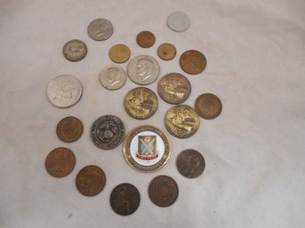 Lot Of Misc Coins - Tokens - Military Medallions