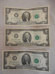 Lot Of 3 - $2 Bills 1976 E F G