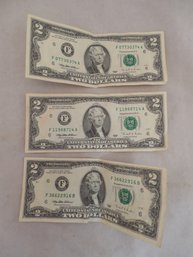 Lot Of 3 - $2 Bills 1995 F