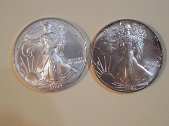 Lot Of 2 - 1oz / $1 Silver Eagle Coins