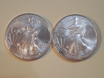 Lot Of 2 - 1oz / $1 Silver Eagle Coins