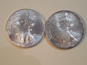 Lot Of 2 - 1oz / $1 Silver Eagle Coins