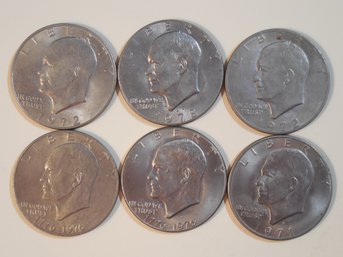 Lot Of 6 Eisenhower Dollars - 2 Bicentennial, 1 'D'