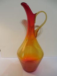 Large Blenko  Amberina Art Glass Ewer - Mid Century Modern