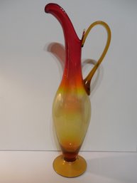 Large Blenko  Amberina Art Glass Ewer - Mid Century Modern