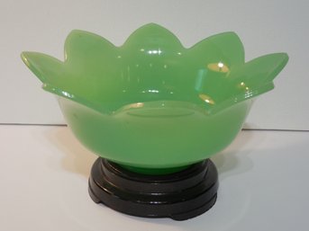 Fenton Art Glass - Jade Bowl With Black Base