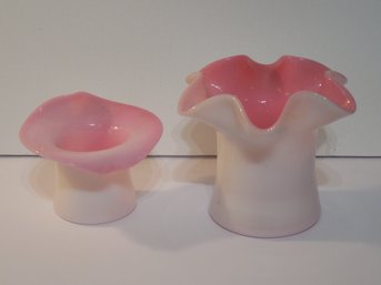 Fenton Art Glass - 2 Pink  Cased - Peach Blow ? Vases