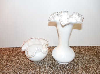 Fenton Art Glass -2 Silver Crest  Vases