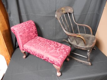 2 Piece Lot  Doll Size Furniture  Antique Rocker & Fainting Couch