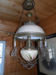 Electrified Victorian Hanging Ceiling Light  Oil Lamp