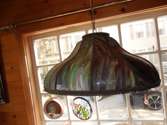 Antique Slag Glass Hanging Lamp