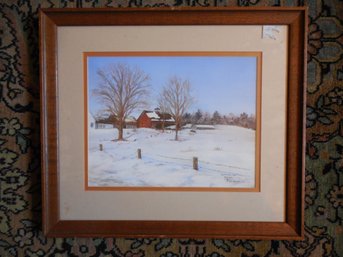 Late 20th Century Original Pastel  New England Farm In Snow  By Lorraine Koch Palmer