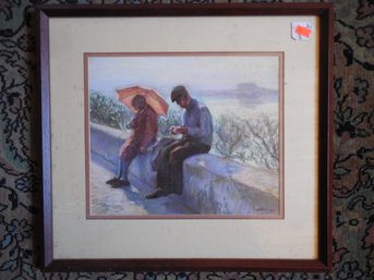 1984 Original Pastel Sunday By The Rhone By Anne Weber Of Durham, NH