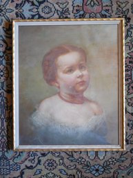 Early Antique Original Oil Painting Of A Young Girl