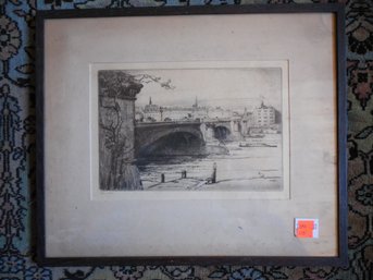 William Walker Original Etching Blackfriars Bridge, London