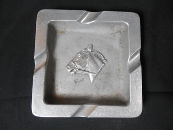 Vintage Bruce Fox Aluminum Ashtray With Image Of Horse