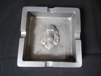 Vintage Bruce Fox Aluminum Ashtray With Image Of Dog