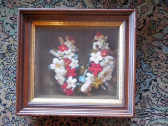 Victorian Shadow Box Frame With Hand Made Floral Wreath