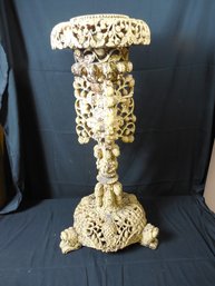 Elaborately Carved  Wooden Plant Stand Possibly Asian / Indonesian