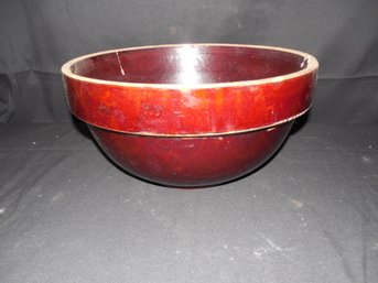 Large Country Antique 2 Gallon Brown Batter Bowl