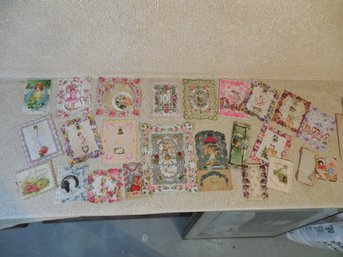 Large Lot Of Mostly Victorian Die Cut Valentines