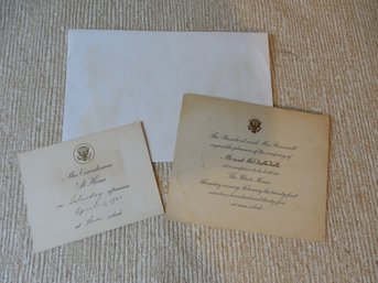 Lot Of 2 White House Invitations  Roosevelt & Eisenhower