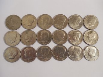 Lot Of 18  Mixed Dates  Kennedy 1/2 Dollars