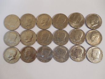 Lot Of 18  Mixed Dates  Kennedy 1/2 Dollars