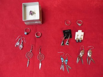 Lot Of Sterling Earrings & Rings