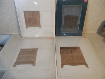 Lot Of 4 Original Illustration / Designs For C1930/40s Radio Cabinets