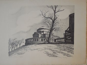 Harry Leroy Taskey Original Pencil Signed Lithograph  'Hall Of Fame' NYU New York University