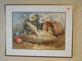 Edythe Solberg Ghen (1922 - 2003) Original Watercolor Painting  Still Life  Goose Decoy