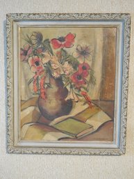 Original Mixed Media Mid Century Modern Floral Still Life Painting By Pricilla Montgomery