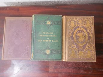 Lot Of 3 Civil War Era Antique Books General Robert E. Lee, Grant, Sherman, 1860 Census