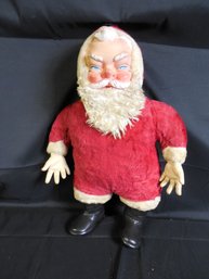 Vintage Fabric Santa With Plastic Molded Face, Approximately 21 Tall. Piece Is Not Marked Or Tagged.