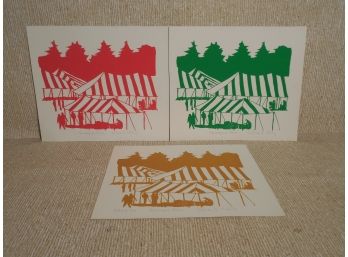 Calvin Jacob Libby (1931 - 1998) Original Mid Century Signed Silkscreen Prints (3) Sunapee Fair, NH