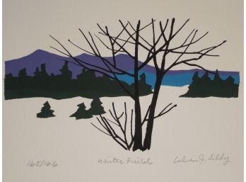 Calvin Jacob Libby (1931 - 1998) Original Mid Century Signed & Numbered Silkscreen Print 'winter Fields'