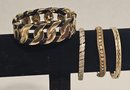 Vintage Gold Tone Bracelets Including Tennis And Clamper