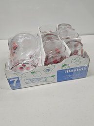 Vintage NOS Strawberry Glass Lemonade Set